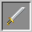 Pixelated sword icon with gold hilt