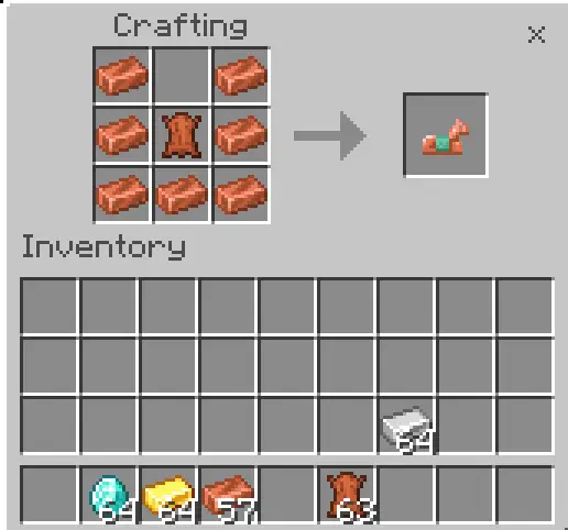 Crafting copper horse armor recipe shown