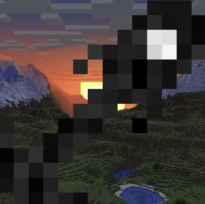 Pixelated custom weapon with sunset background