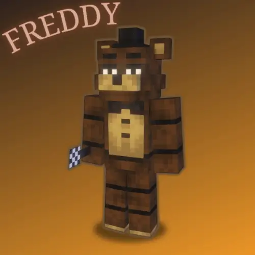 Blocky bear animatronic with a top hat