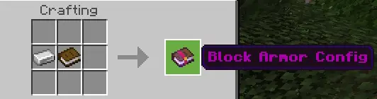 Crafting recipe for Block Armor Config book