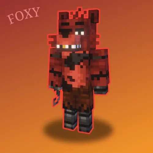Blocky Foxy animatronic with red outline