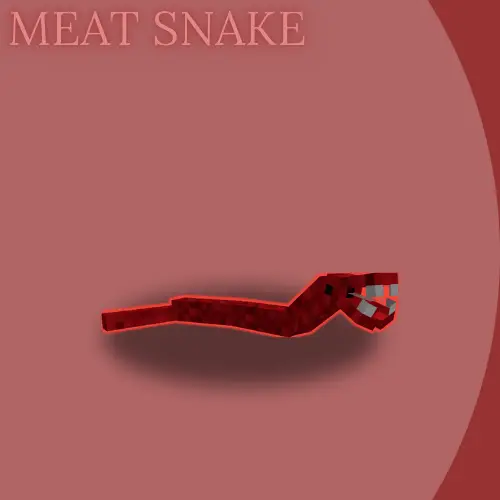 Red meat snake creature with sharp teeth