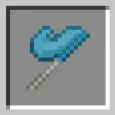 Blue pixelated weapon with silver handle.
