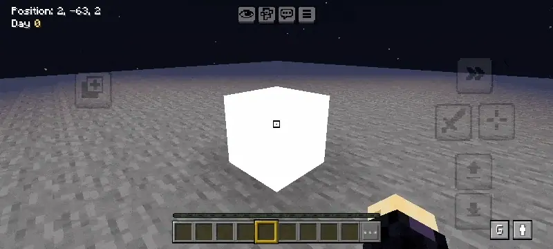 Glowing white block on a flat gray surface