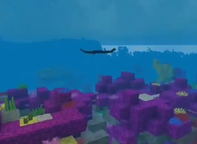 Bat ray swimming above vibrant coral reef