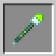 Pixel art wand with glowing green tip