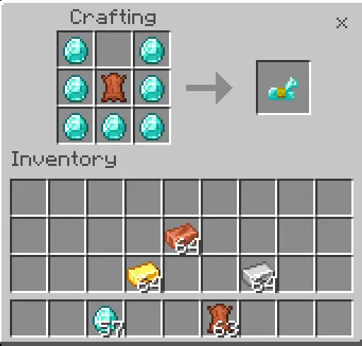 Diamond horse armor crafting recipe shown