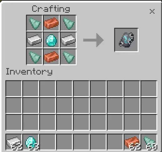 Crafting recipe for Elytra shown in grid