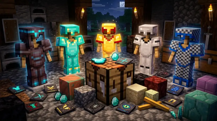 Thumbnail: Armor Trims Crafting Recipes | Minecraft Bedrock Armor Trim Mod