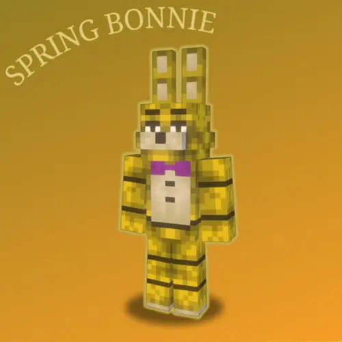 Blocky yellow animatronic rabbit character