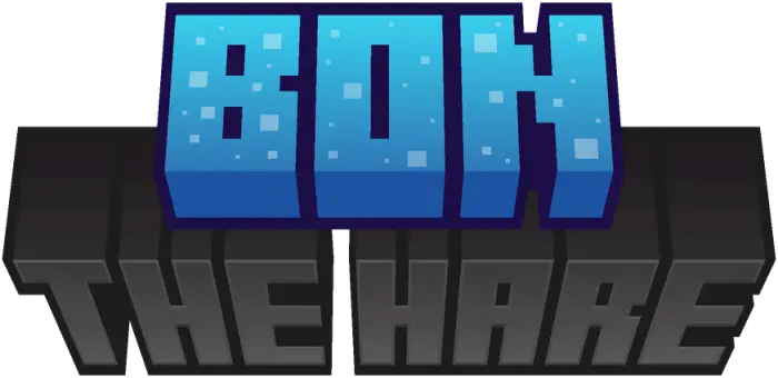 Text logo Bon The Hare in blocky font