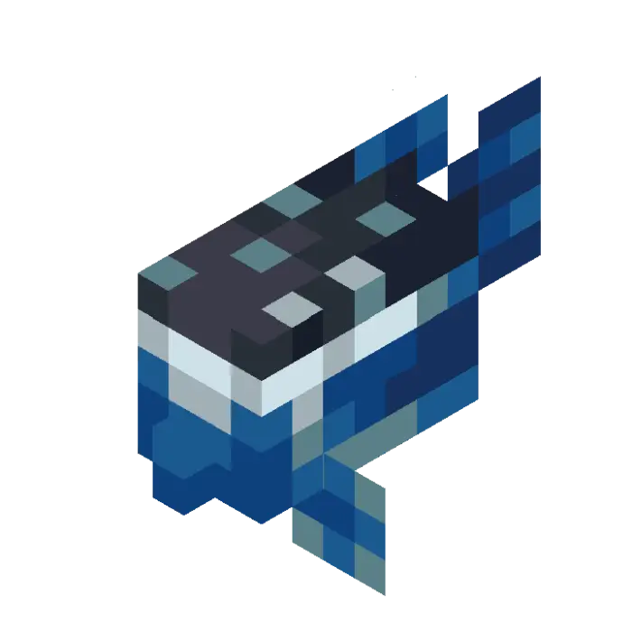Blocky blue boxfish mob with pixelated fins.
