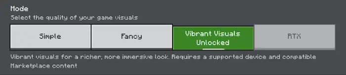 ALT text Vibrant Visuals mode unlocked option