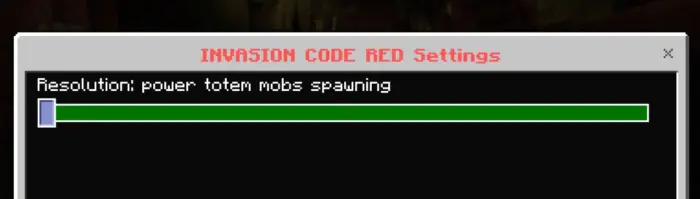 Settings menu with mob spawn slider bar