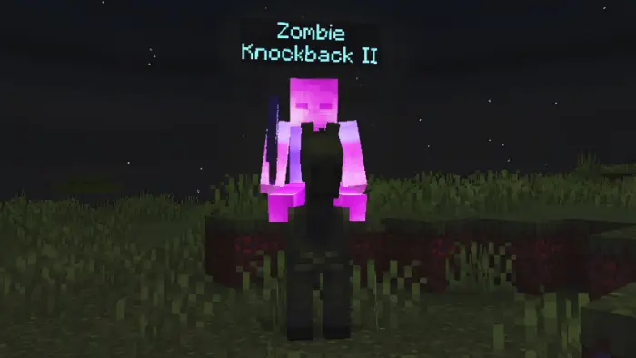 Enchanted zombie with glowing effects at night