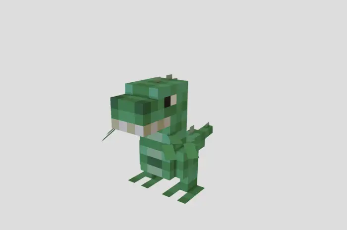 Blocky green dinosaur toy character model