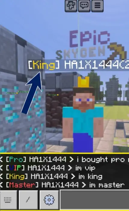 Player with crown and Epic SkyGen sign