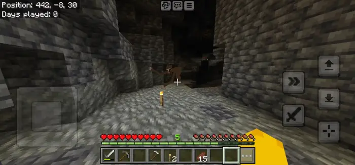 Stealthy cave mob with glowing eyes in cave