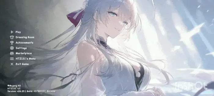 Anime girl UI with ethereal background menu