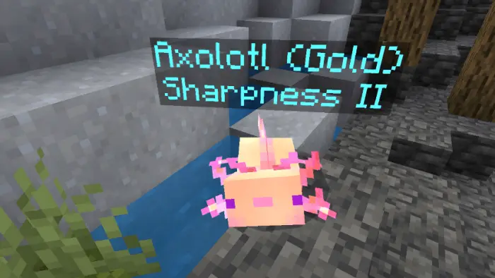 Golden axolotl with Sharpness II effect