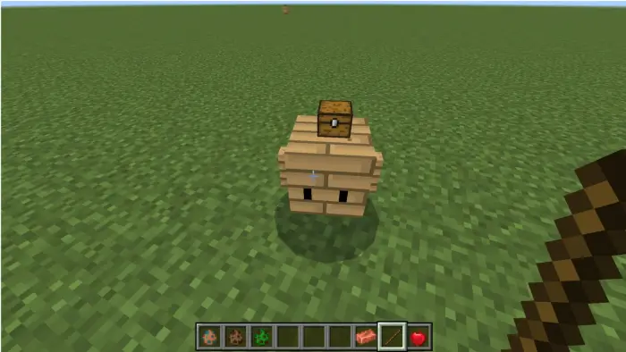 Cute wooden block companion with a chest