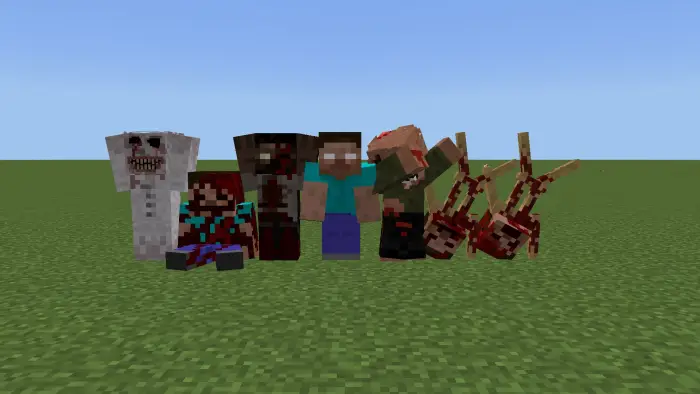 Blocky horror-themed characters lineup