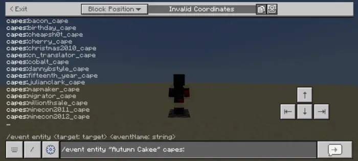 Character wears cape with cape selection menu