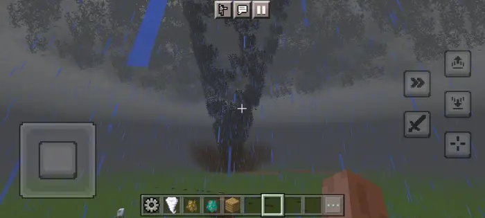 Tornado forming during a rainstorm in-game