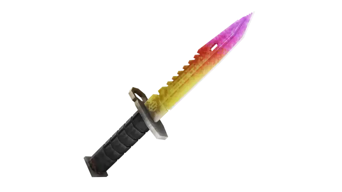Rainbow gradient combat knife, black handle