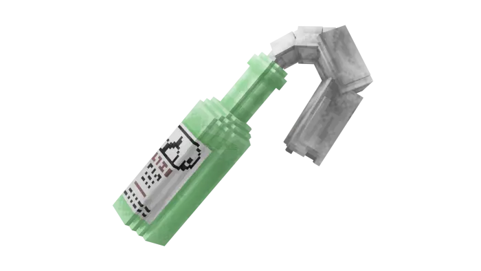 Pixelated green bottle weapon with rag.