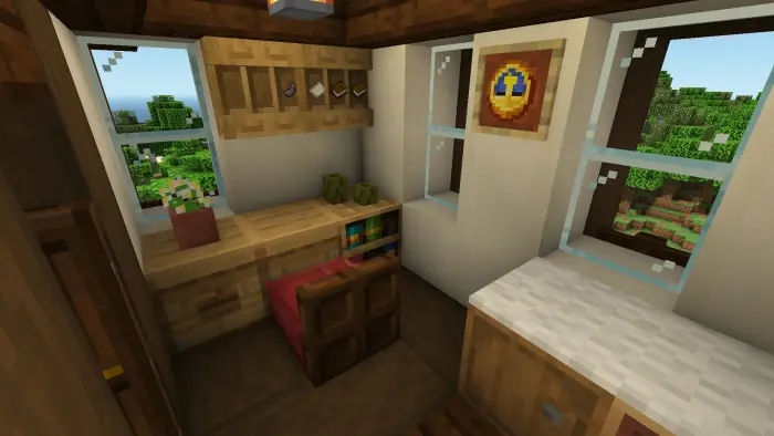 Cozy medieval fantasy house study nook