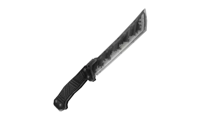 Pixelated black tactical machete weapon.