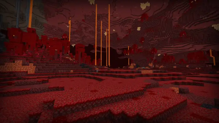 Clear Nether landscape with no fog effects