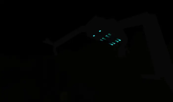 Inverted color creature with glowing eyes