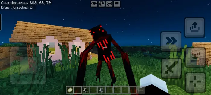 Hostile red-black creature near village