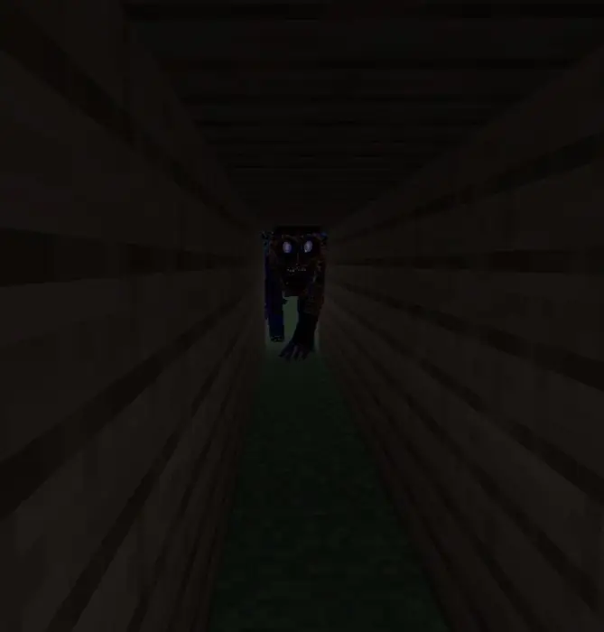 Creepy mimic creature crawling in tunnel