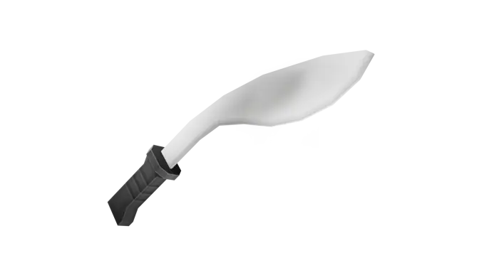 Curved blade melee weapon with dark handle.