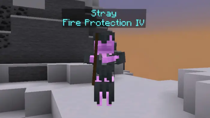 Purple stray mob with Fire Protection effect