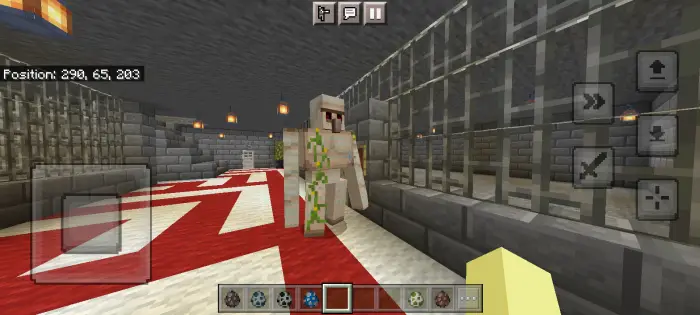 Iron golem with dynamic animation in corridor