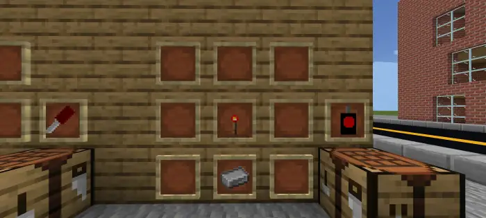 Crafting grid with redstone torch and iron ingot