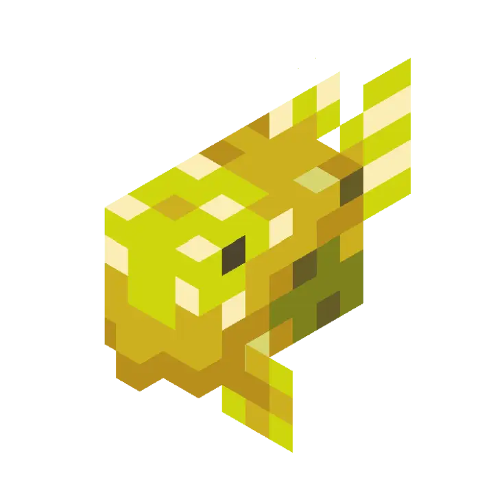Blocky yellow-green boxfish mob render