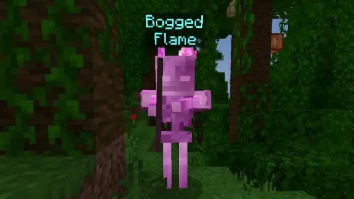 Pink enchanted mob with bow in forest