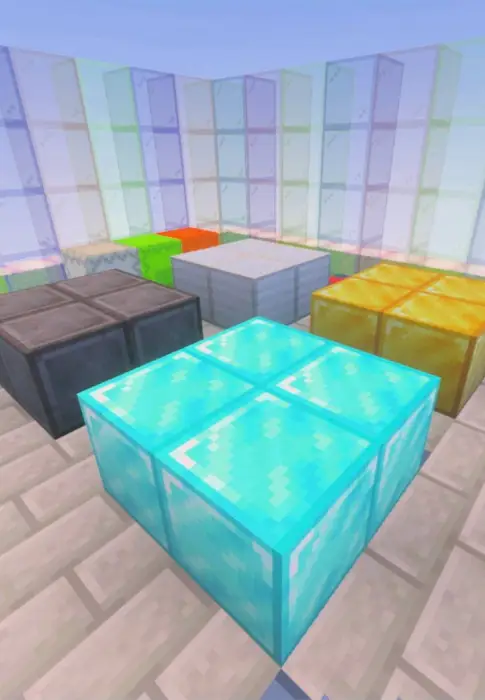 Colorful resource blocks in a glass room