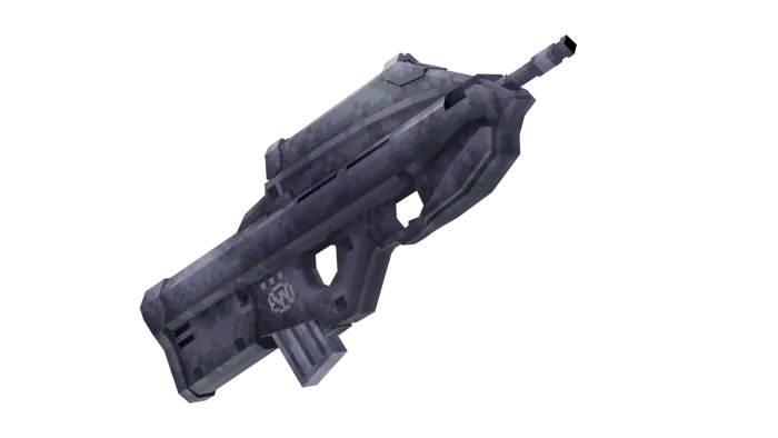 Pixelated 3D sci-fi weapon model