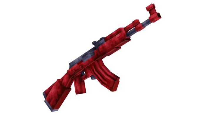 Red pixel-style 3D rifle with black detail