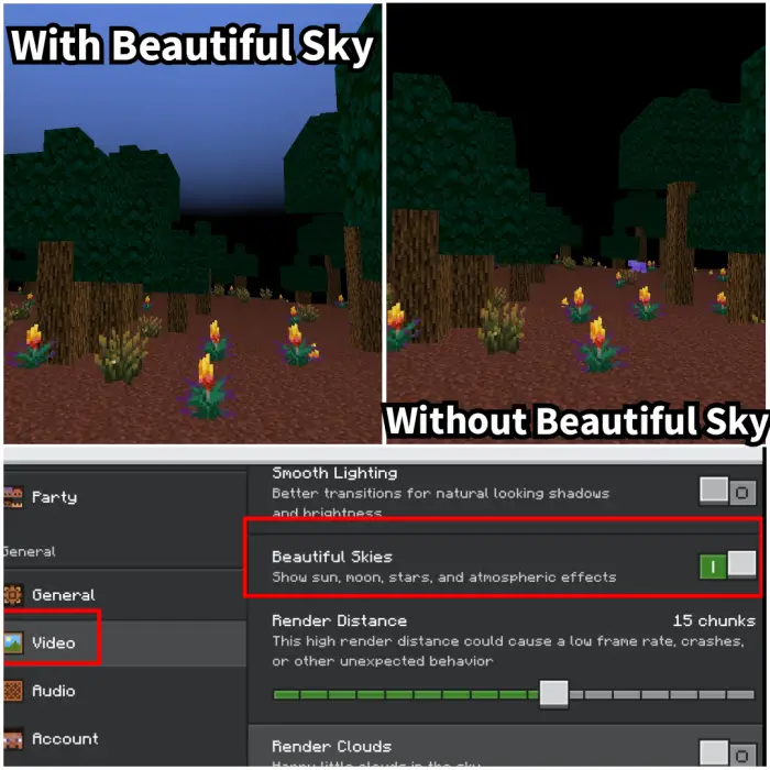 ALT text Beautiful sky on and off in dark forest.