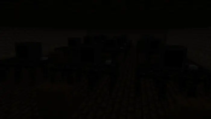 Dark, empty computer lab in abandoned station