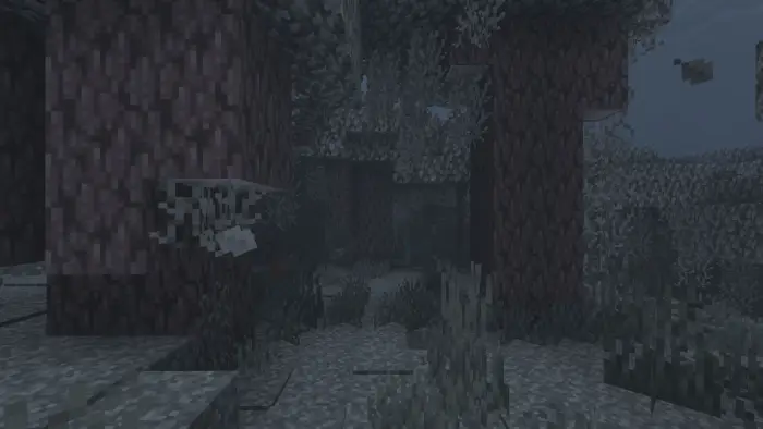 Pale forest with moss and eerie atmosphere