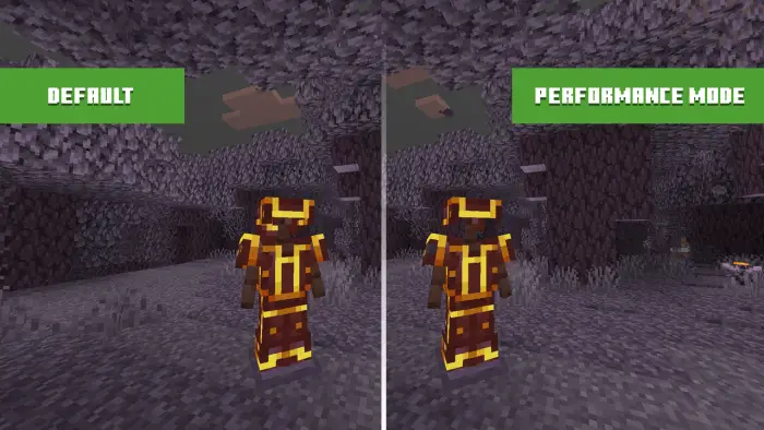 ALT text Armor trims glowing in two game modes